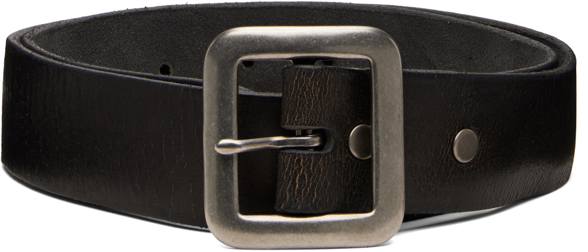 RRL Black Hand-Burnished Leather Belt RRL