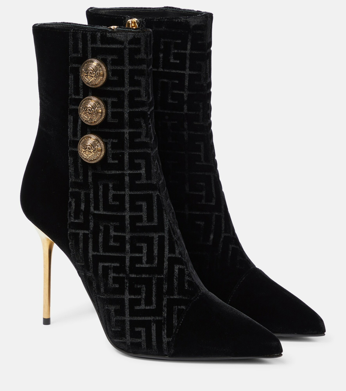 Balmain - Roni embossed velvet ankle boots Balmain