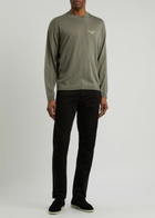 Emporio Armani Logo-embroidered Wool Jumper Green