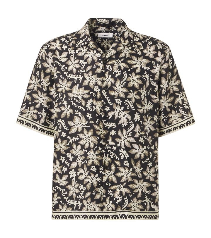Photo: Commas Printed cotton and silk bowling shirt