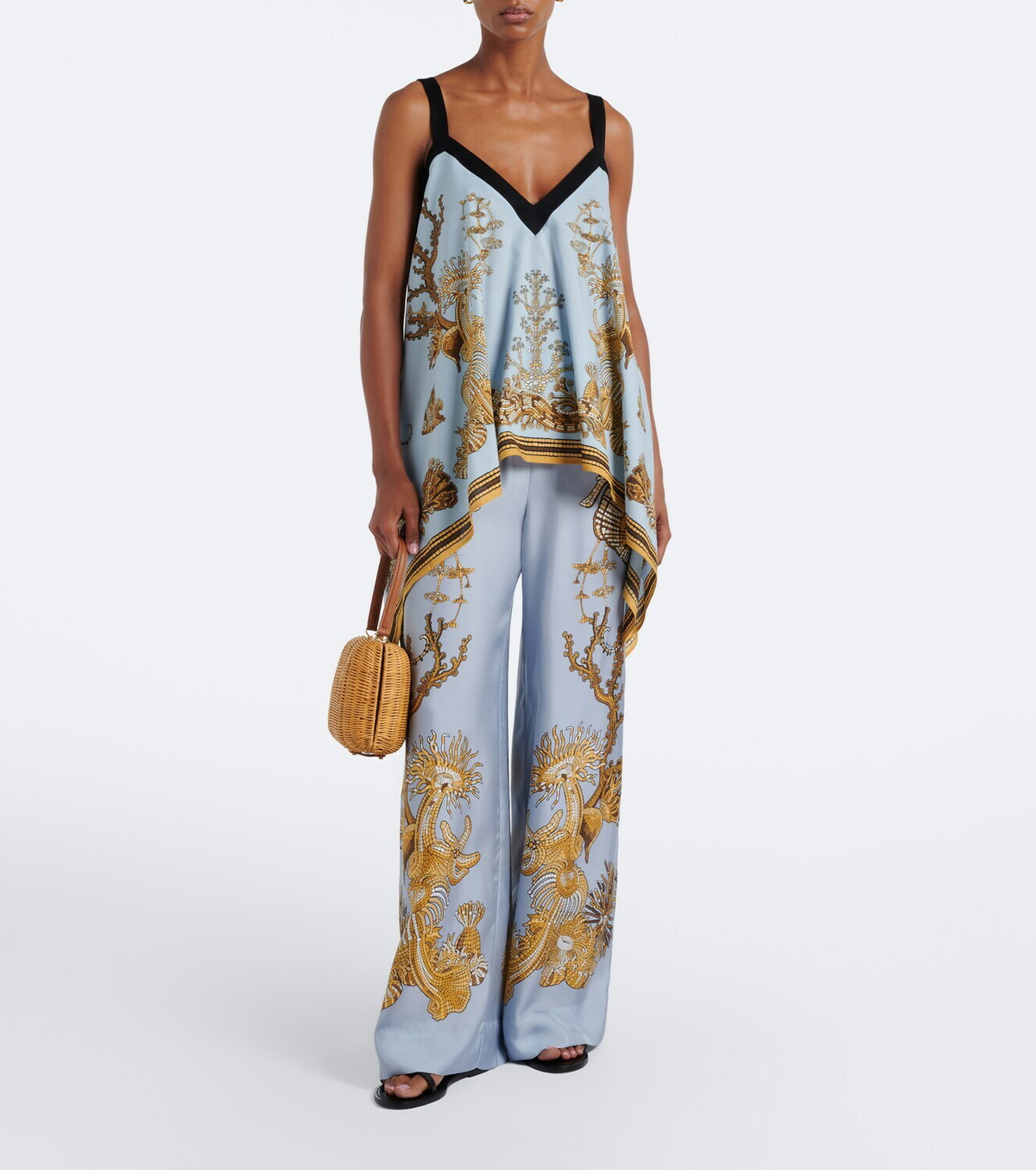 La DoubleJ Printed silk twill palazzo pants