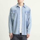 Carter Young Men's Washed Denim Utility Hugo Shirt in Bruce Wash