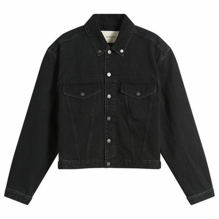 Photo: Entire Studios Men's Shrunken Denim Jacket in Magnetite