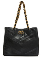 Valentino Garavani Logo-plaque Chevron Leather Tote bag - Black - One Size