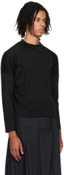 132 5. ISSEY MIYAKE Black Mock Neck Long Sleeve T-Shirt
