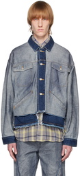 JieDa Navy Cut Off Denim Jacket