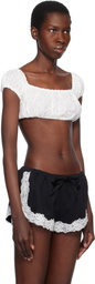 Yuhan Wang White Floral Embroidered Crop T-shirt