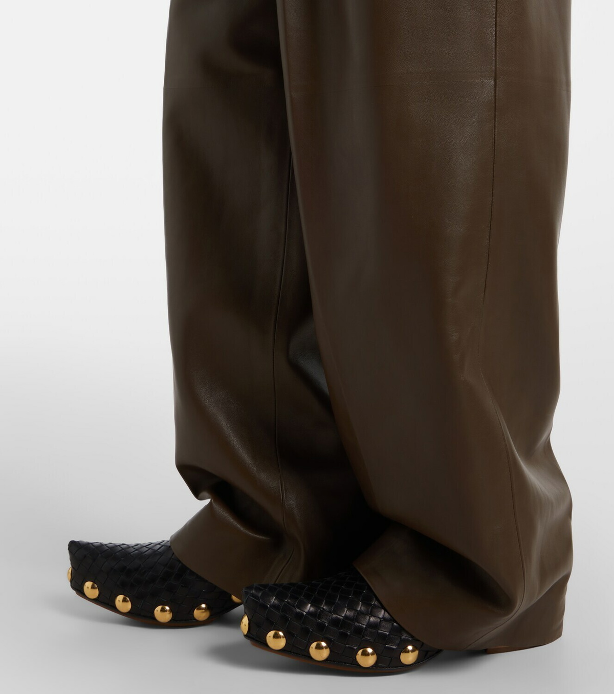 Bottega Veneta Pleated leather straight pants