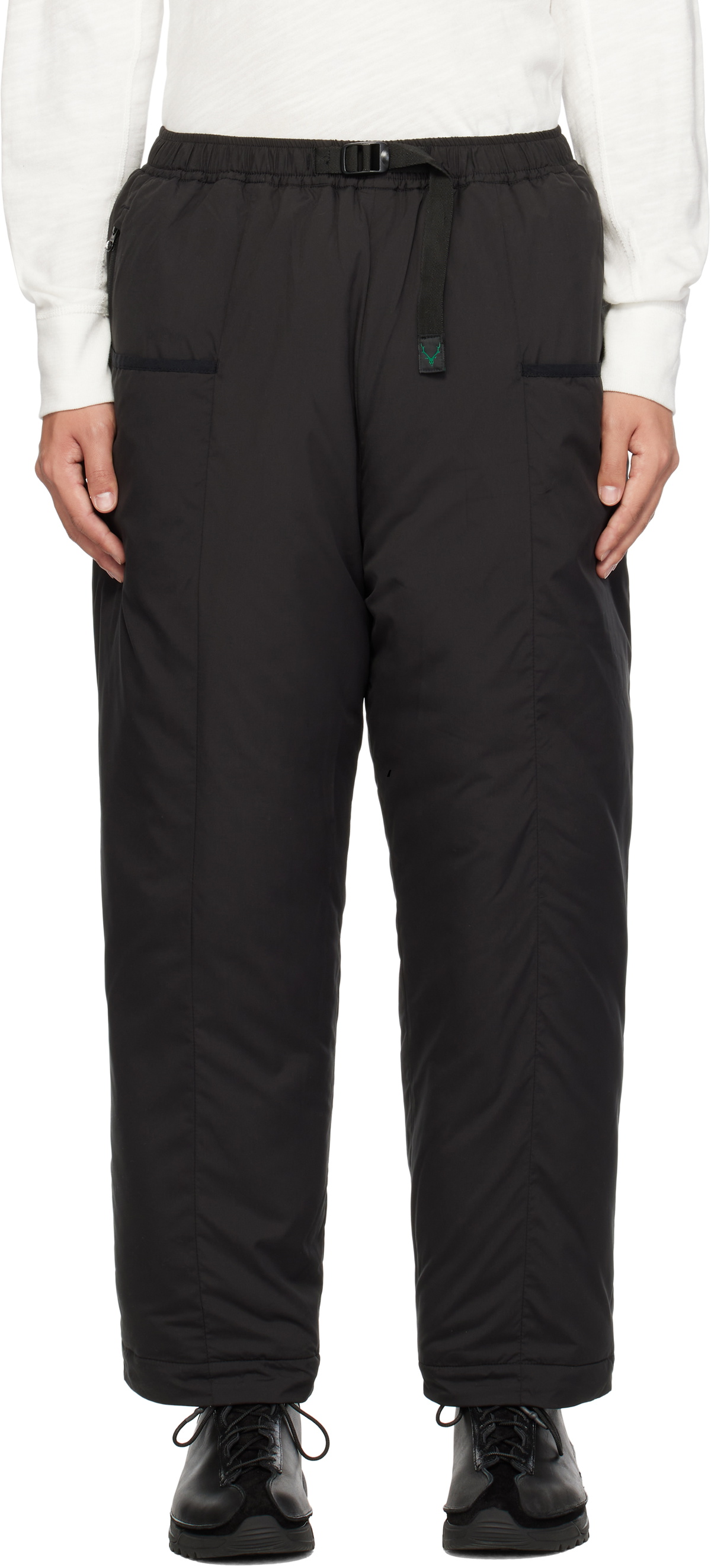 South2 West8 Black Insulator Belted Trousers