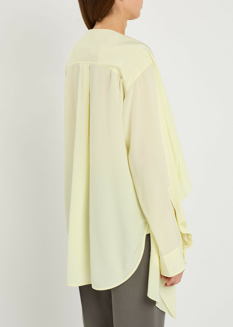 Calvin Klein Kiki Scarf-effect Silk-crepe Blouse Yellow Lemon