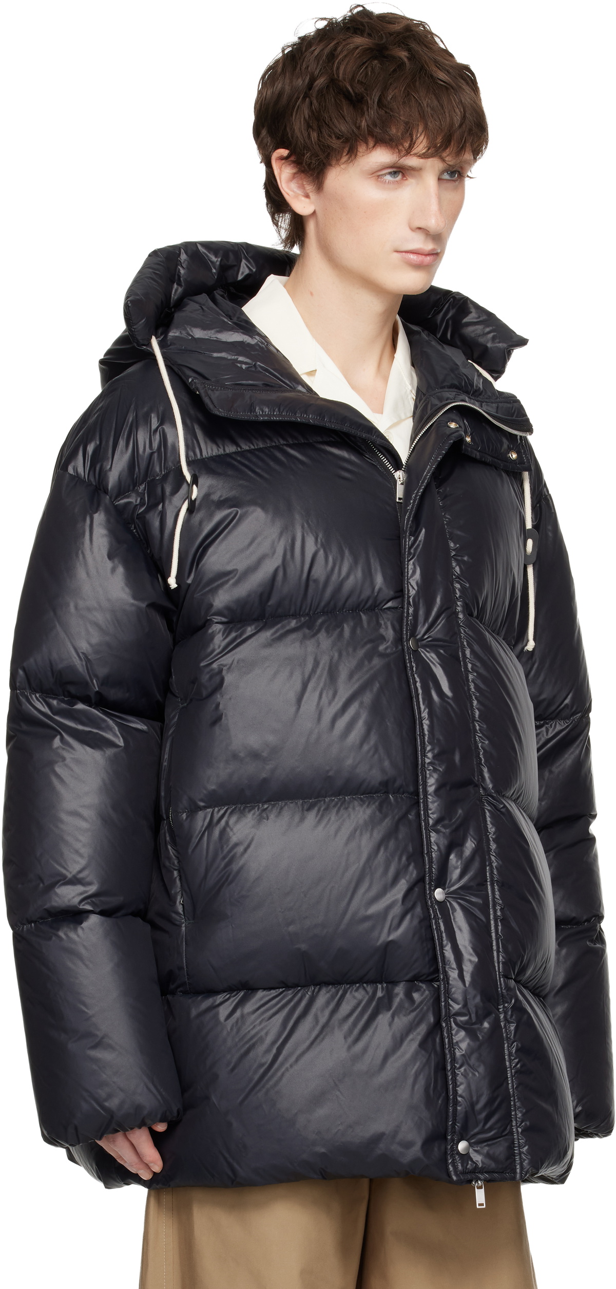 Jil Sander Black Hooded Down Jacket