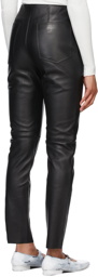 Totême Black Leather Straight Trousers