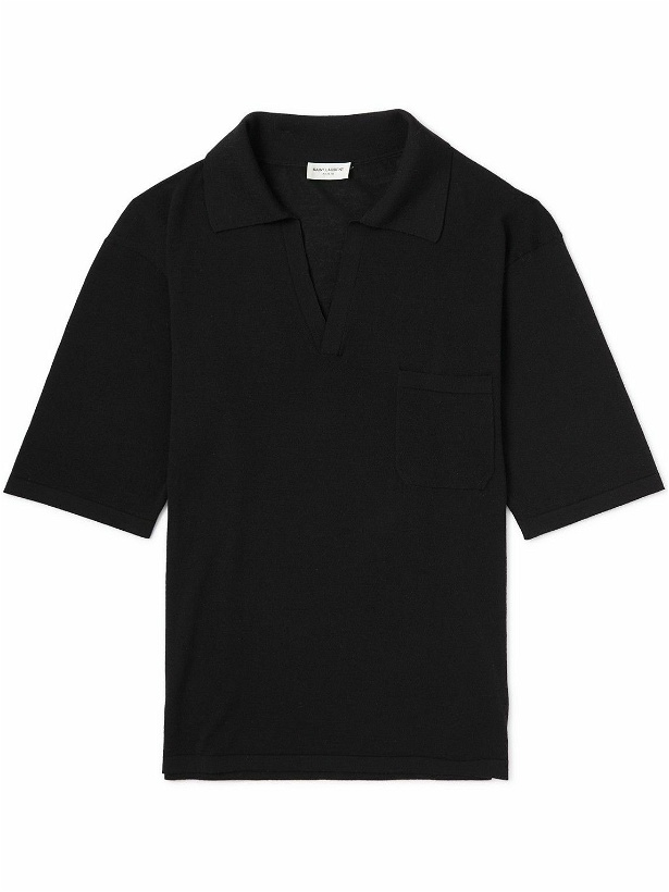 Photo: SAINT LAURENT - Cashmere Polo Shirt - Black