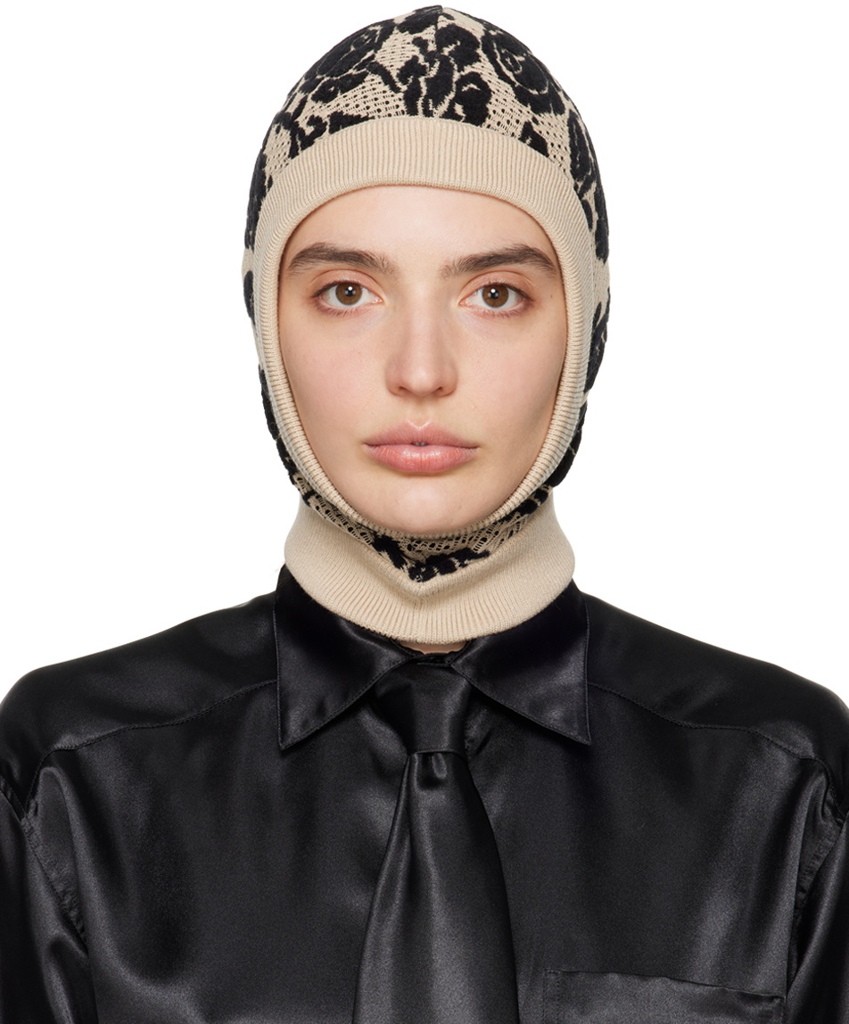 Ernest W. Baker Beige Rose Jacquard Balaclava