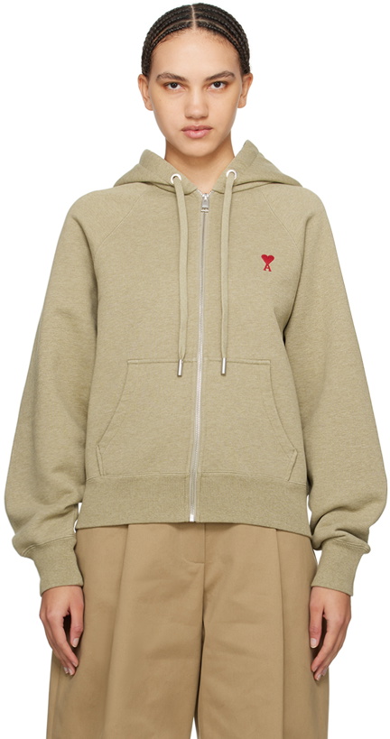 Photo: AMI Paris Khaki Ami de Cœur Hoodie