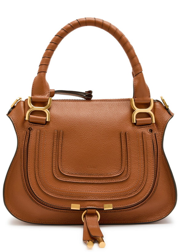 Photo: Chloe Marcie Small Grained Leather Shoulder bag - Tan - One Size