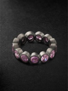 42 Suns - Small 14-Karat Blackened Gold Laboratory-Grown Sapphire Eternity Ring - Pink