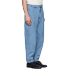 Hed Mayner Blue Pleated Jeans