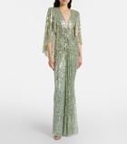 Jenny Packham Carrie caped embellished gown