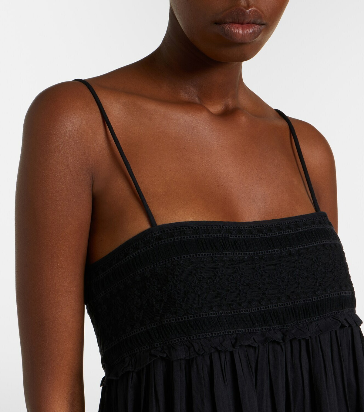 Posse Danielle lace-trimmed cotton midi dress