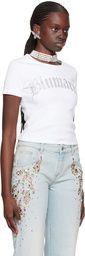 Blumarine White Crystal-Cut T-Shirt