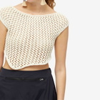 The Open Product Women's Off-Shoulder Crochet Knitted Vest Top in Beige