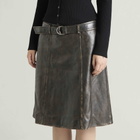 END. x Samsøe Samsøe Women's Sastiya Leather Skirt in Washed Black Olive