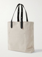 Dunhill - Legacy Leather-Trimmed Logo-Print Cotton-Canvas Tote Bag