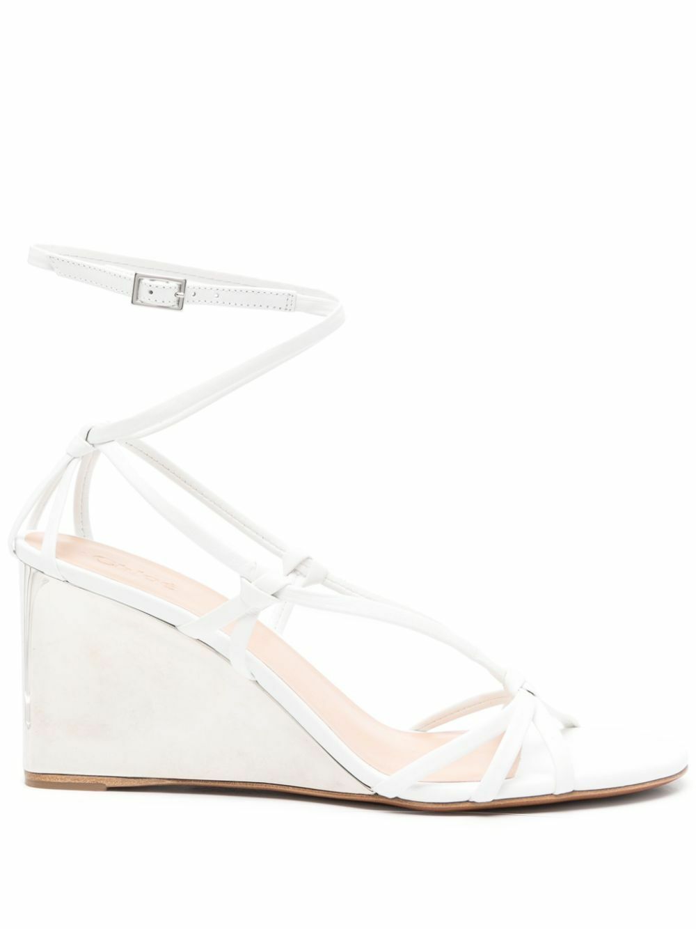 Chloé White Rebecca Wedge Leather Sandals