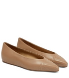 Max Mara - Logo-embossed leather ballet flats