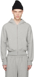 Omar Afridi Gray Riveted Zip Hoodie