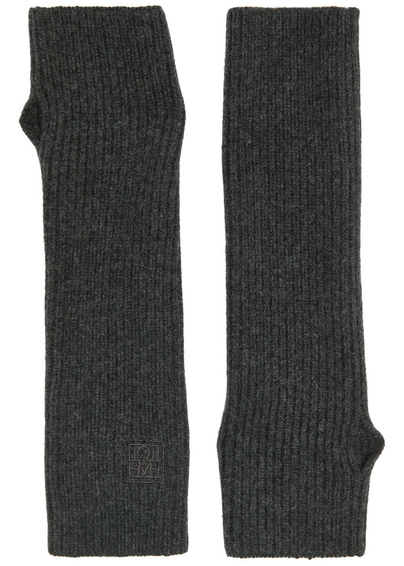 Photo: Toteme Wool-blend Fingerless Gloves - Dark Grey - One Size