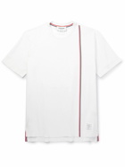 Thom Browne - Logo-Appliquéd Striped Cotton-Jersey T-Shirt - White
