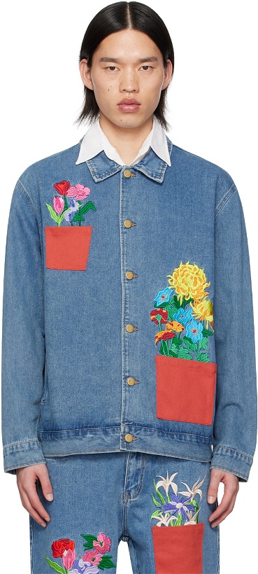 Photo: KidSuper Blue Embroidered Denim Jacket