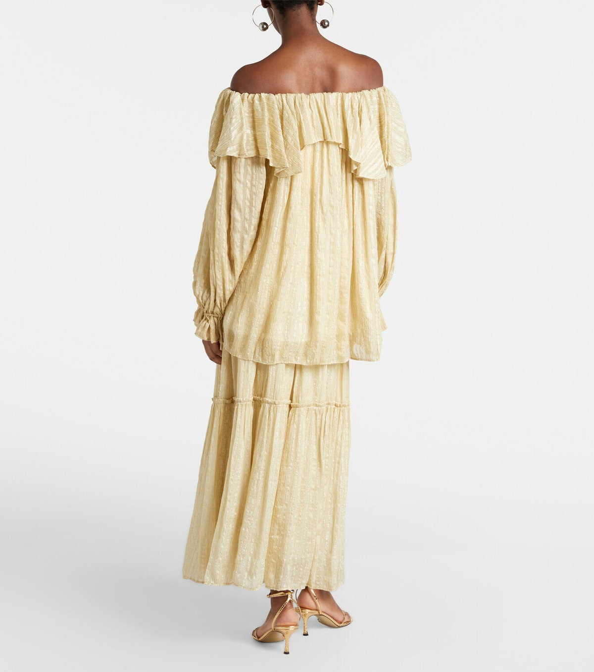 Xu Zhi Gathered striped silk-blend maxi skirt