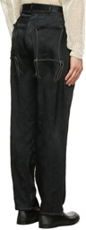 Sulvam Black Stitch Slacks Trousers