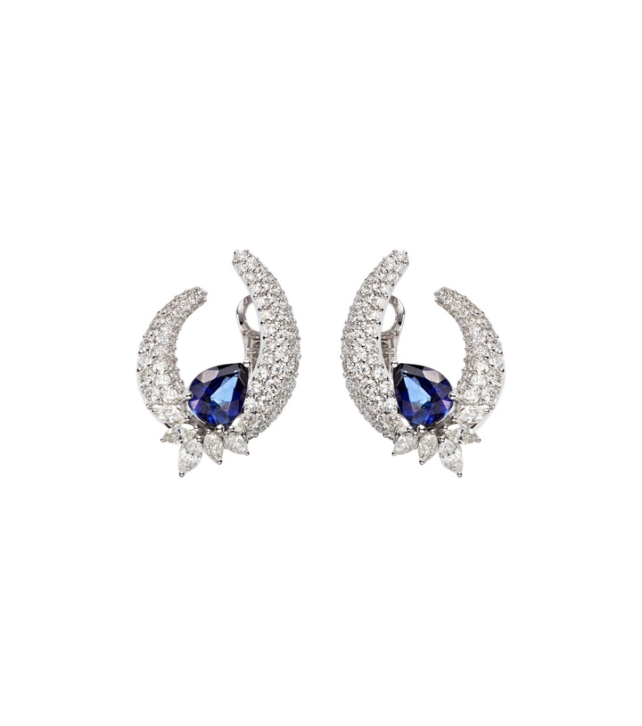 Photo: Yeprem 18kt white gold (750/1000) earrings with diamonds and sapphires