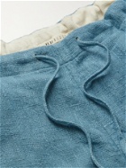 11.11/ELEVEN ELEVEN - Tapered Slub Cotton Drawstring Trousers - Blue - UK/US 30