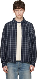 Won Hundred Navy Maza Check Shirt