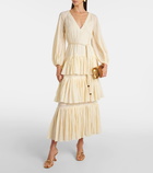 Zimmermann Waverly Tiered striped cotton-blend midi dress