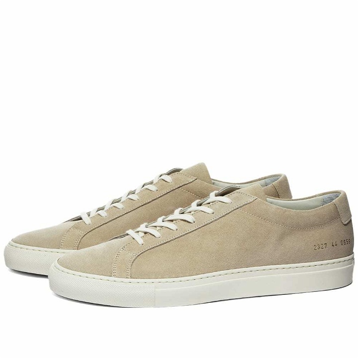 Photo: Common Projects Men's Achilles Low Suede Sneakers in Off White