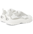 Valentino - Valentino Garavani Gumboy Suede-Trimmed Leather Sneakers - White