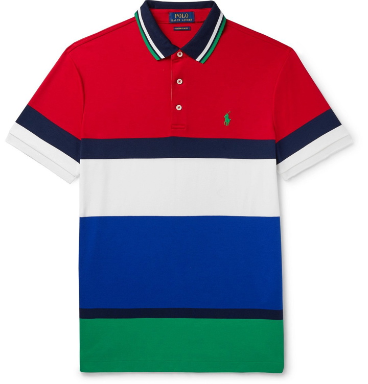 Photo: Polo Ralph Lauren - Slim-Fit Colour-Block Cotton-Jersey Polo Shirt - Multi