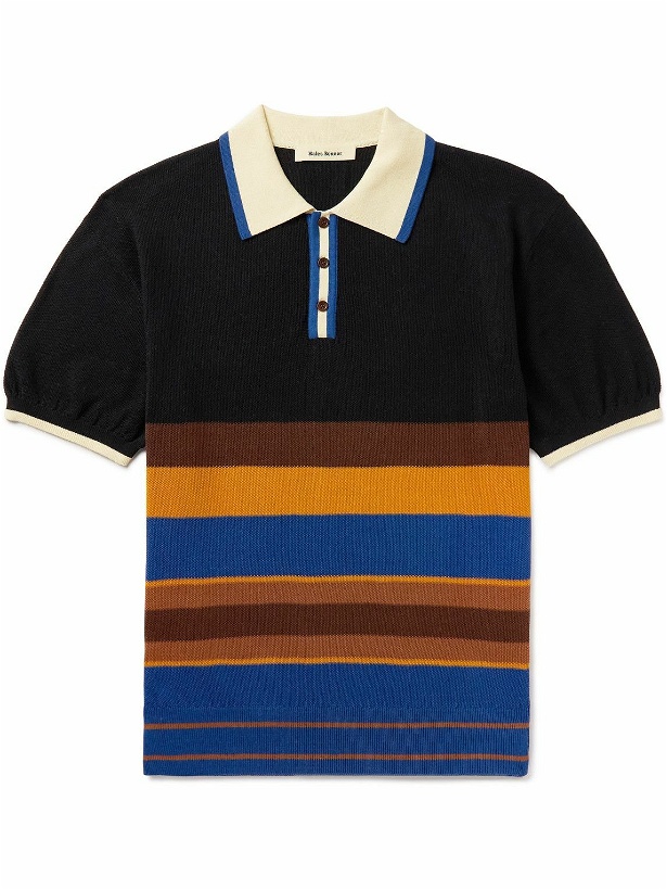 Photo: Wales Bonner - Sun Striped Cotton-Jacquard Polo Shirt - Black