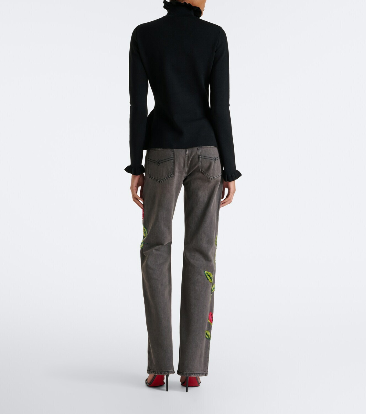 Blumarine Sequined wide-leg jeans