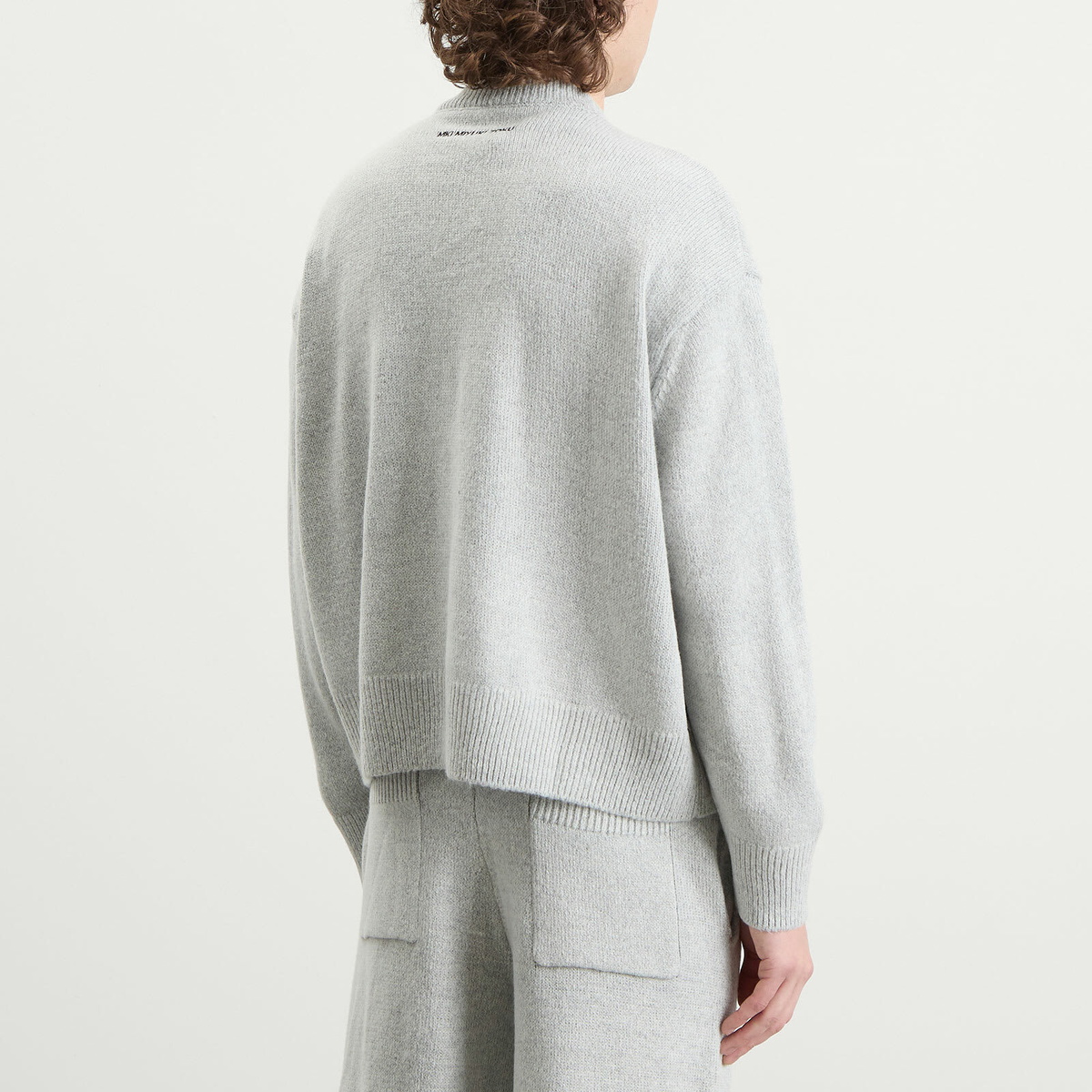 MKI Men's Mohair Blend Knit Crewneck in Light Grey MKI Miyuki-Zoku