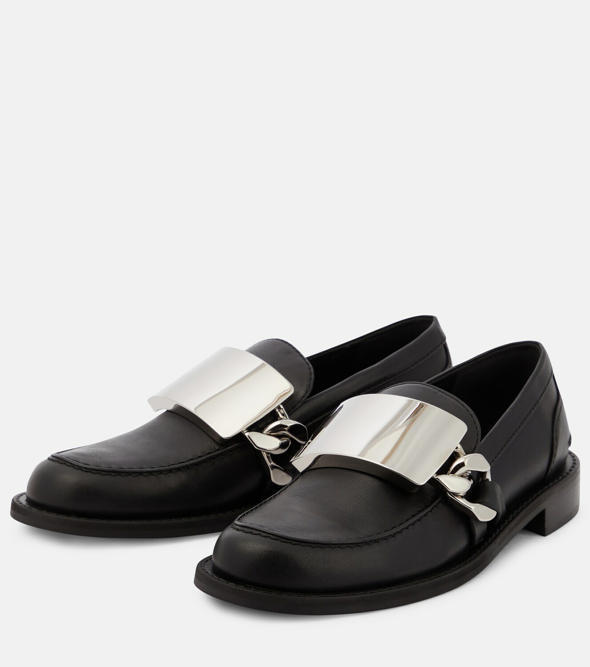 サンダル・ミュール Gourmet Loafers - J.W. Anderson - White - Leather JW ANDERSON | Ruffle Leather Loafer Mules | Women | Lane