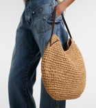 JW Anderson Bulb XL leather-trimmed raffia shoulder bag