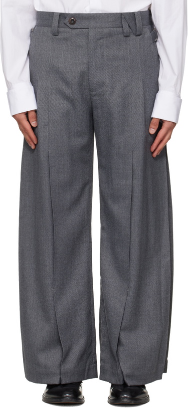 Photo: NULLUS Gray Accordion Pleats Tailored Trousers