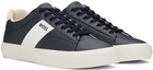 BOSS Navy & Off-White Cupsole Contrast Band Sneakers